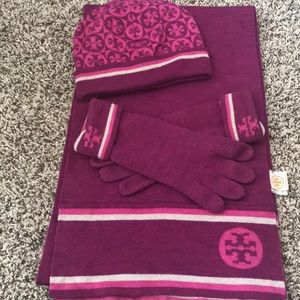 Authentic Tory Burch Hat, Glove and Scarf set